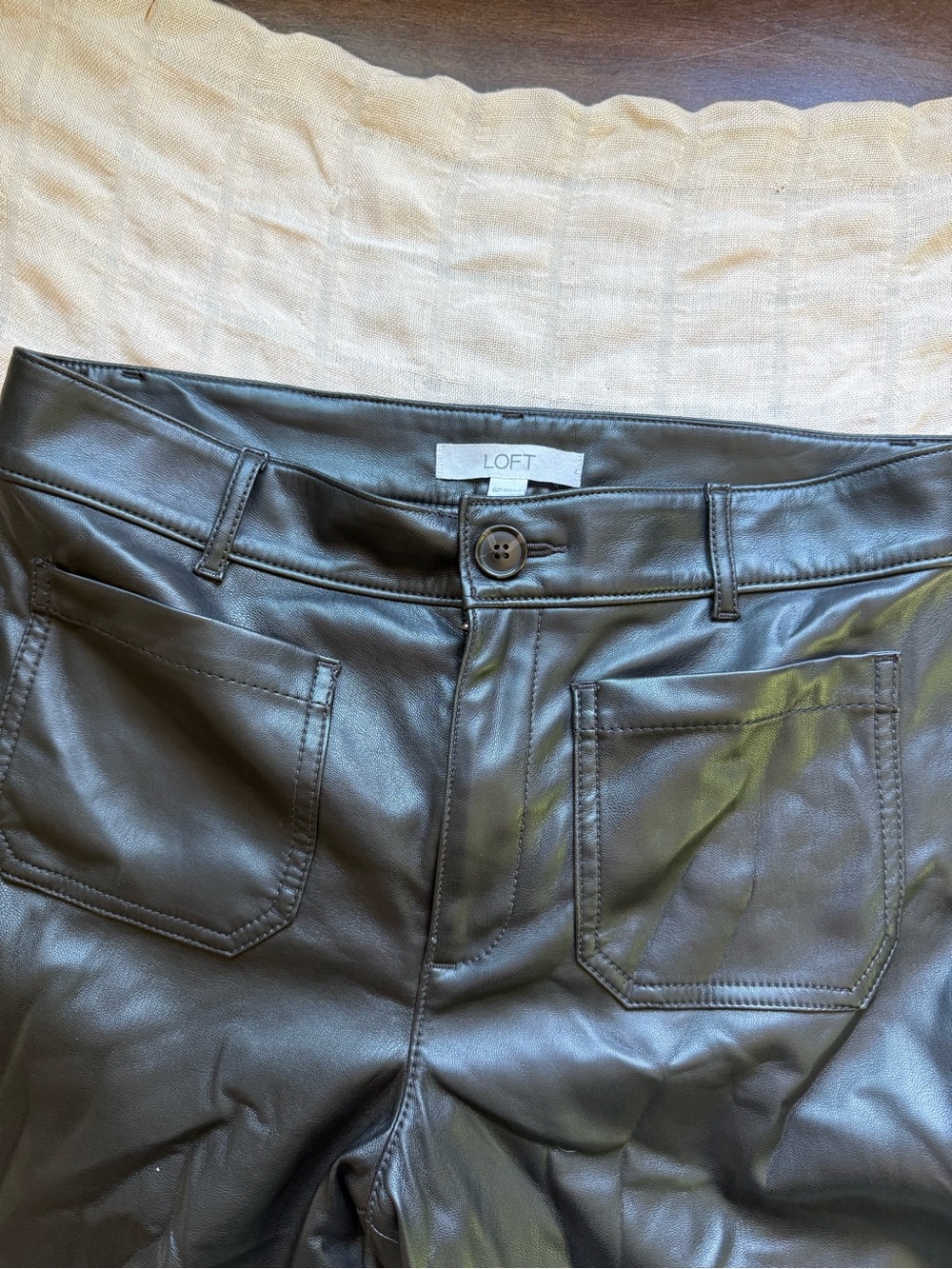LOFT Black Wide-Leg Faux-Leather Pants - Picture 3 of 4